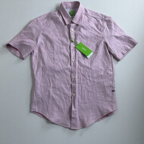 Hugo Boss Green C-Bustaino Button Up Shirt Mens‎ Size Small Regular Fit Stretch - Picture 1 of 9